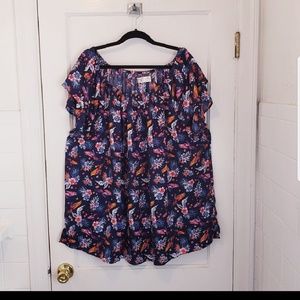 Beautiful NWOT blue flowy blouse 3X by Terra & Sky